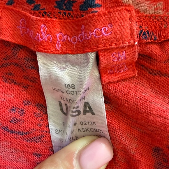 Fresh Produce Coral & Navy Printed Cotton Skirt – Size Small - Picture 2 of 4